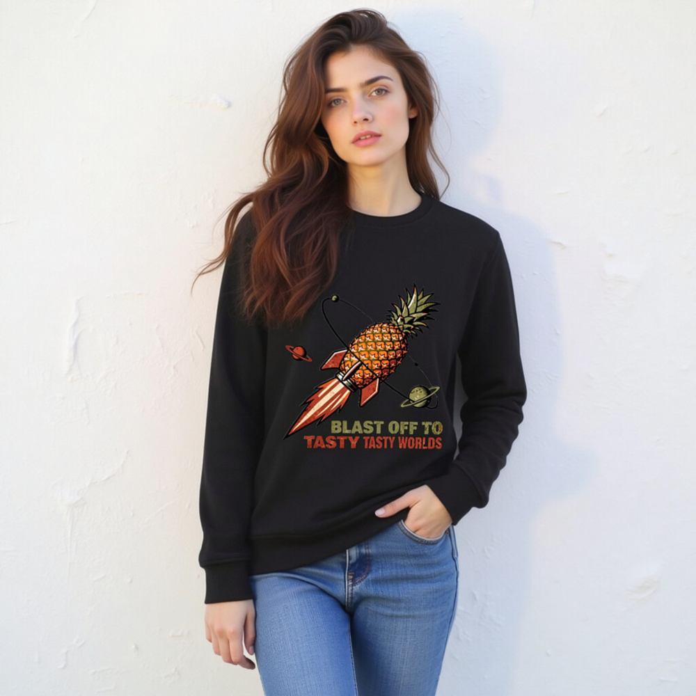 Organic Pineapple Rocket Sweatshirt | Unisex Tasty Worlds Adventure - Image 4