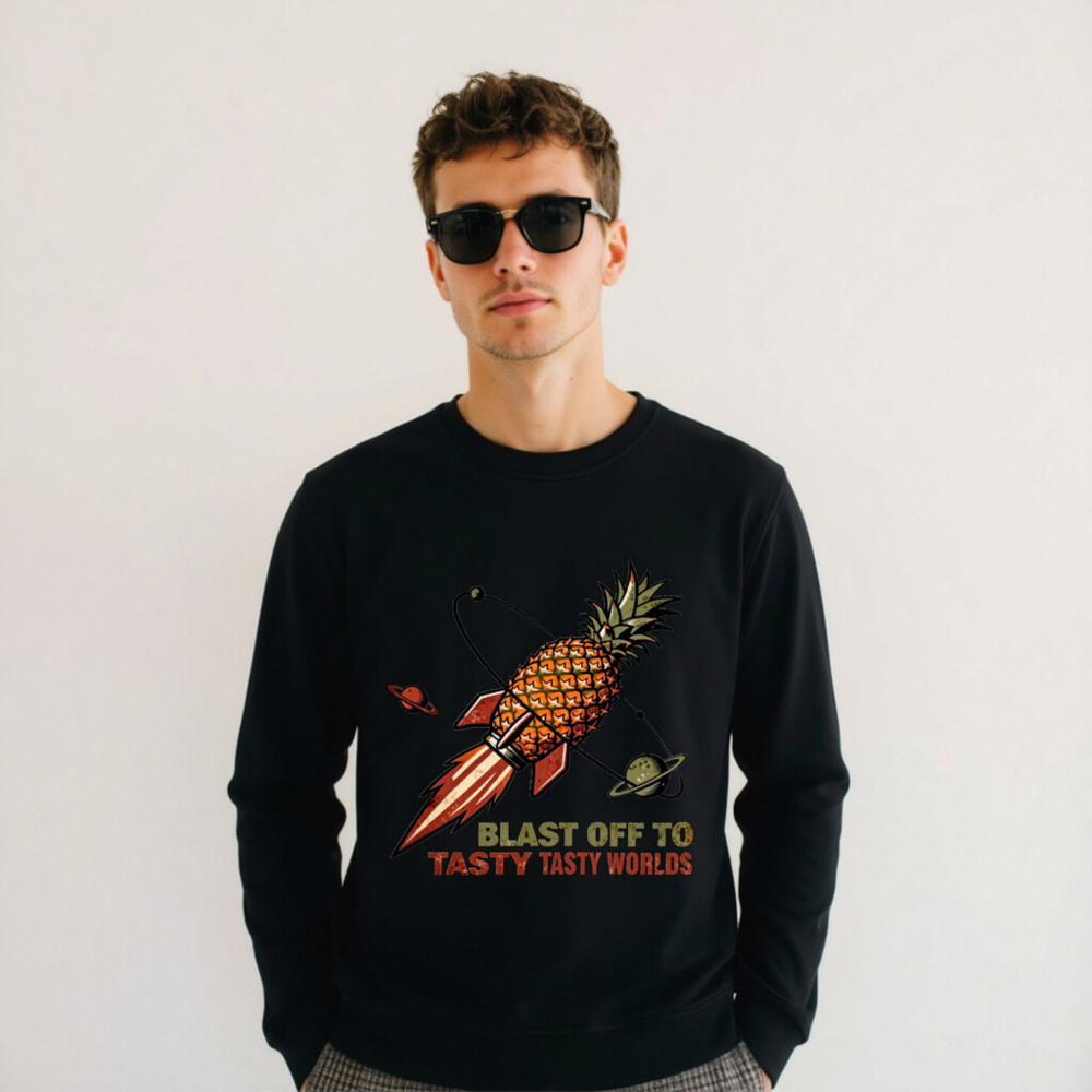 Organic Pineapple Rocket Sweatshirt | Unisex Tasty Worlds Adventure - Image 5