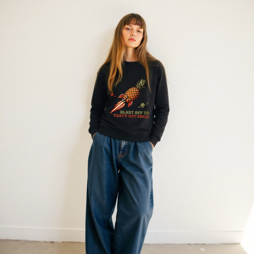 Organic Pineapple Rocket Sweatshirt | Unisex Tasty Worlds Adventure - Image 7