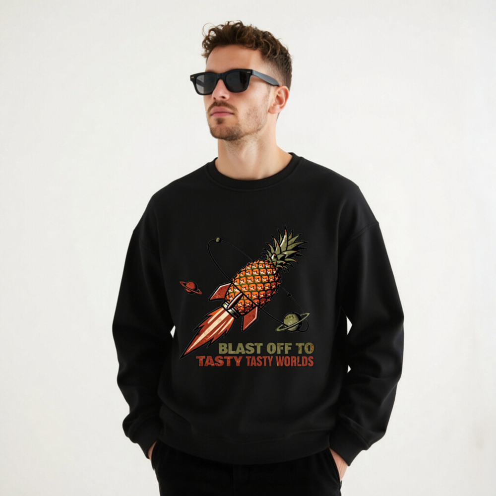 Organic Pineapple Rocket Sweatshirt | Unisex Tasty Worlds Adventure - Image 9
