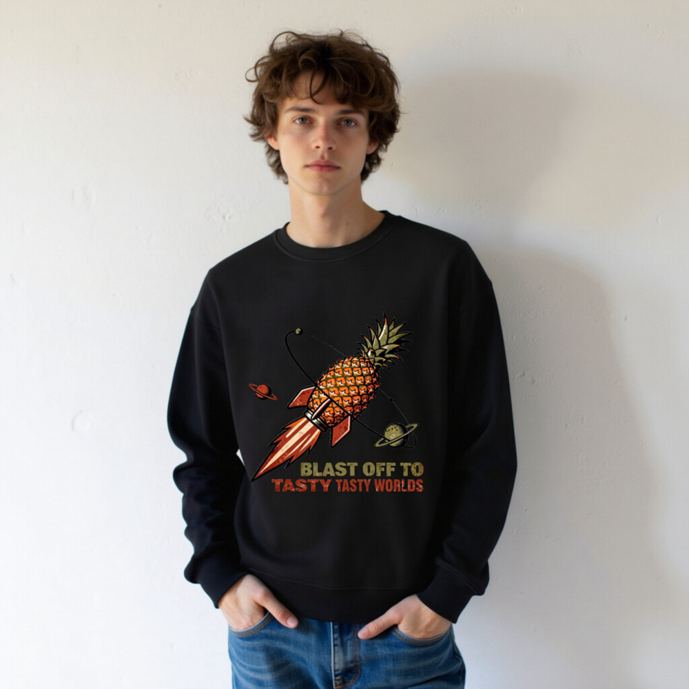 Organic Pineapple Rocket Sweatshirt | Unisex Tasty Worlds Adventure - Image 10