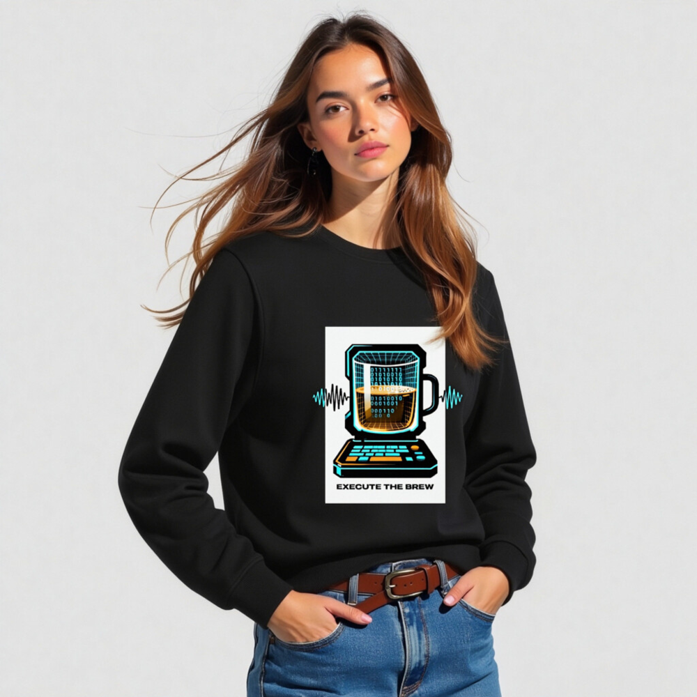 Unisex Organic Sweatshirt | Execute the Brew - Tech Coffee Mug Design - Image 2
