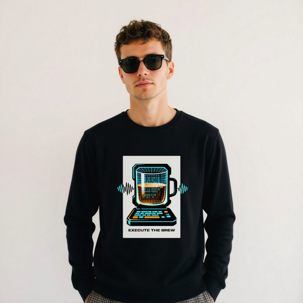 Unisex Organic Sweatshirt | Execute the Brew - Tech Coffee Mug Design - Image 5