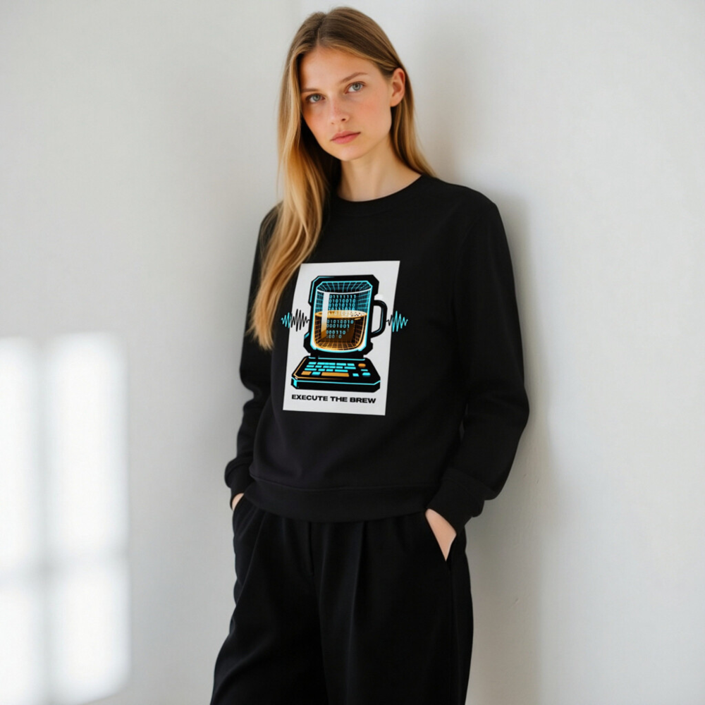 Unisex Organic Sweatshirt | Execute the Brew - Tech Coffee Mug Design - Image 8