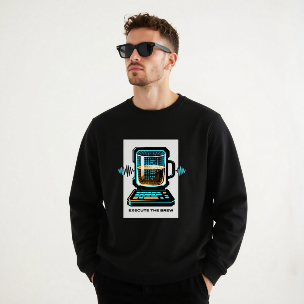 Unisex Organic Sweatshirt | Execute the Brew - Tech Coffee Mug Design - Image 9