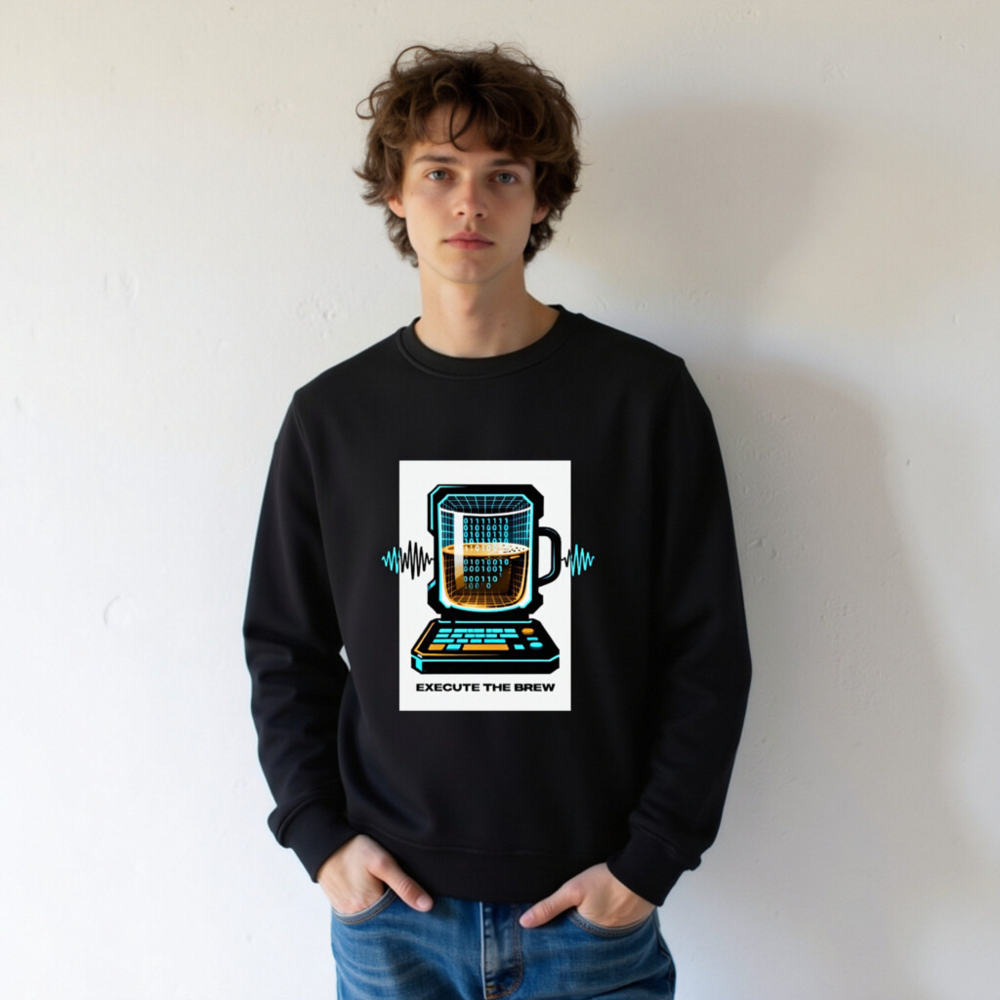 Unisex Organic Sweatshirt | Execute the Brew - Tech Coffee Mug Design - Image 10