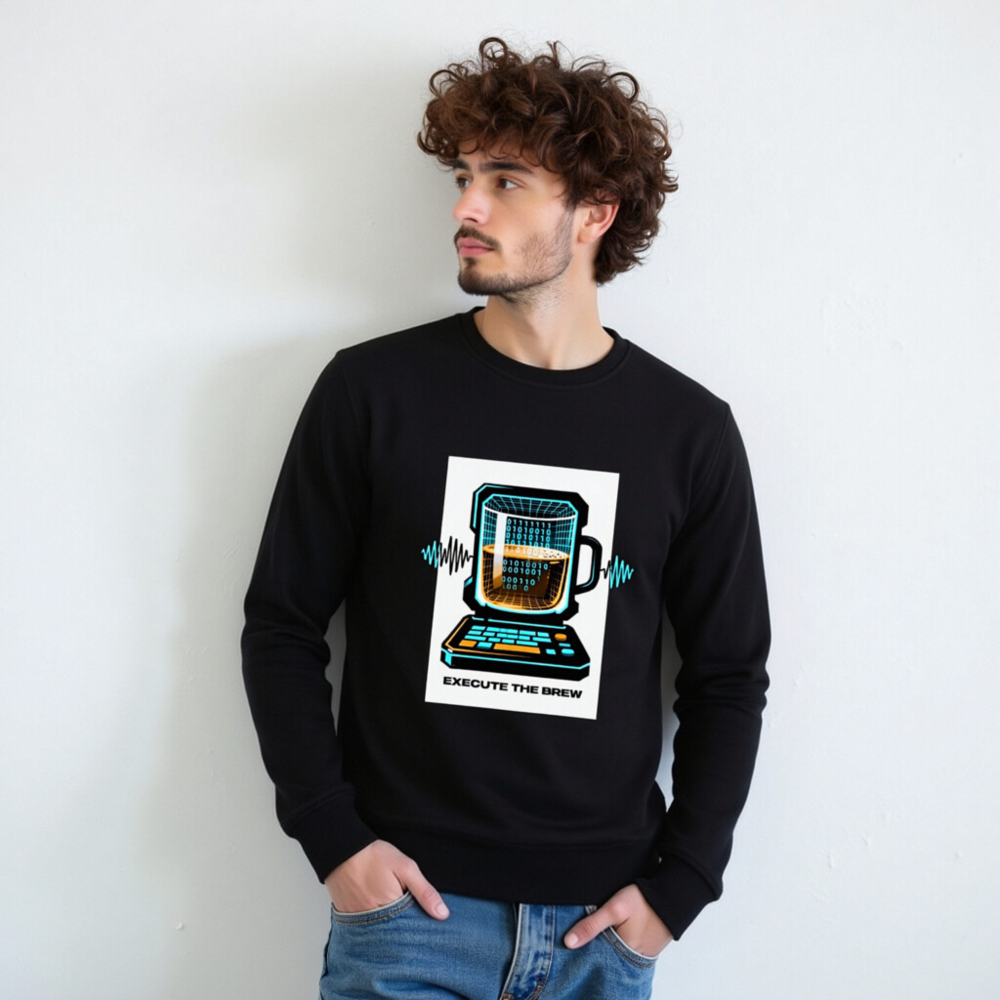 Unisex Organic Sweatshirt | Execute the Brew - Tech Coffee Mug Design - Image 11