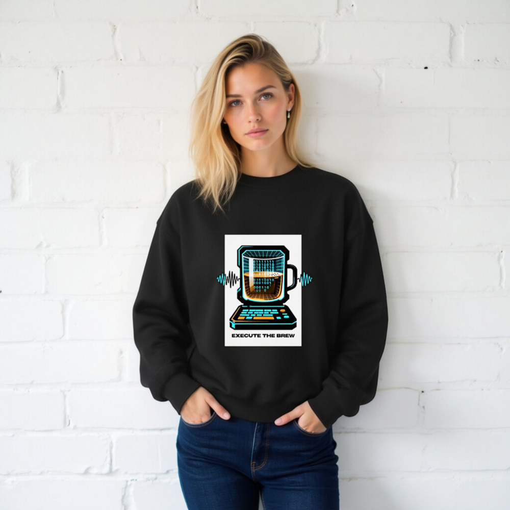 Unisex Crew Neck Sweatshirt - Execute the Brew Coffee Tech Design - Image 2