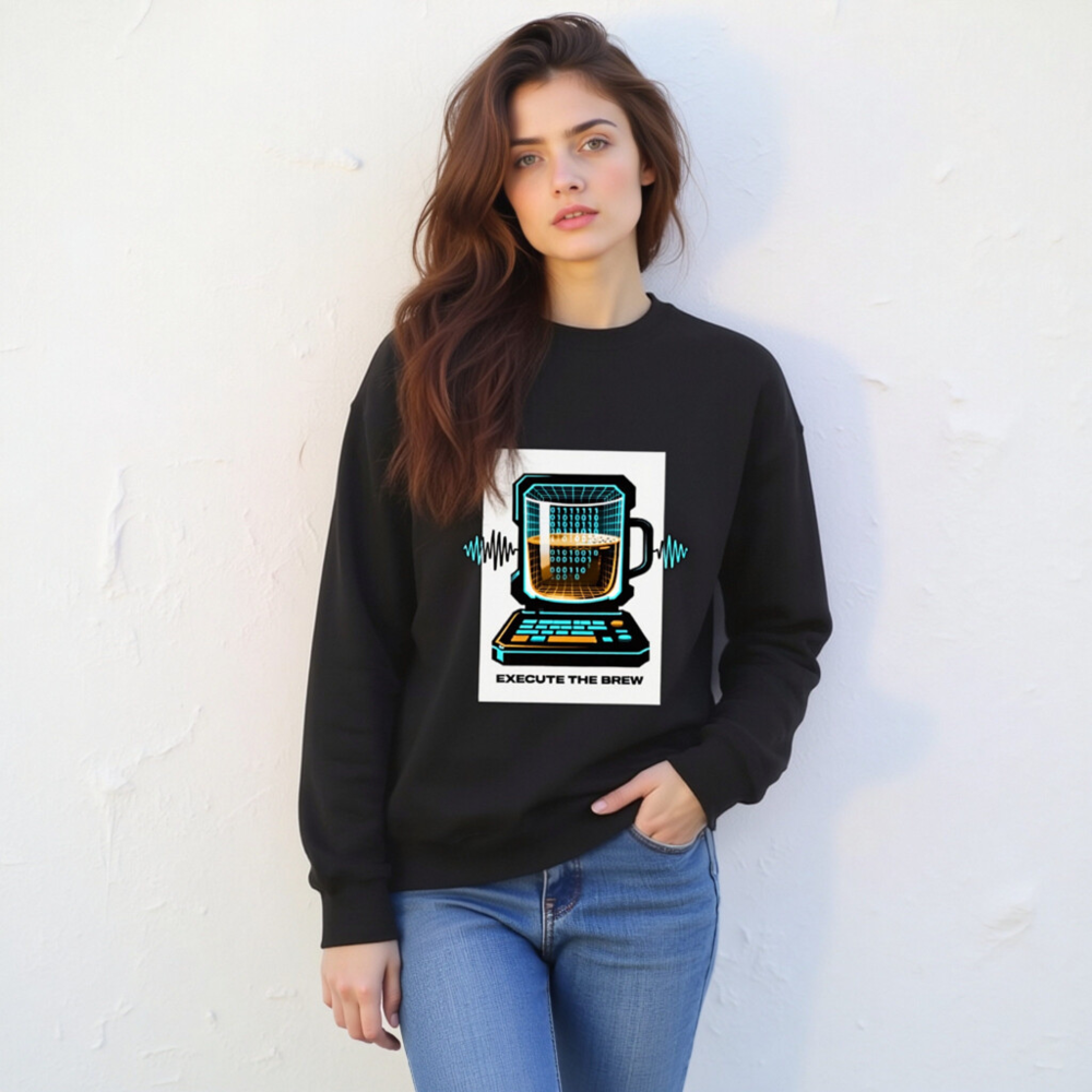 Unisex Crew Neck Sweatshirt - Execute the Brew Coffee Tech Design - Image 4