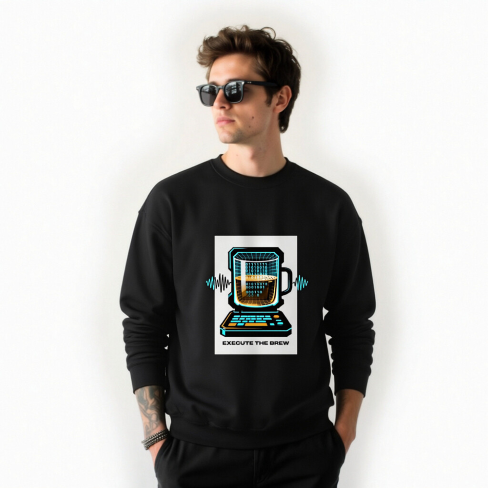 Unisex Crew Neck Sweatshirt - Execute the Brew Coffee Tech Design - Image 5