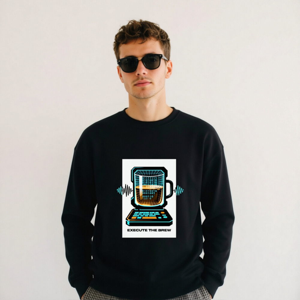 Unisex Crew Neck Sweatshirt - Execute the Brew Coffee Tech Design - Image 6