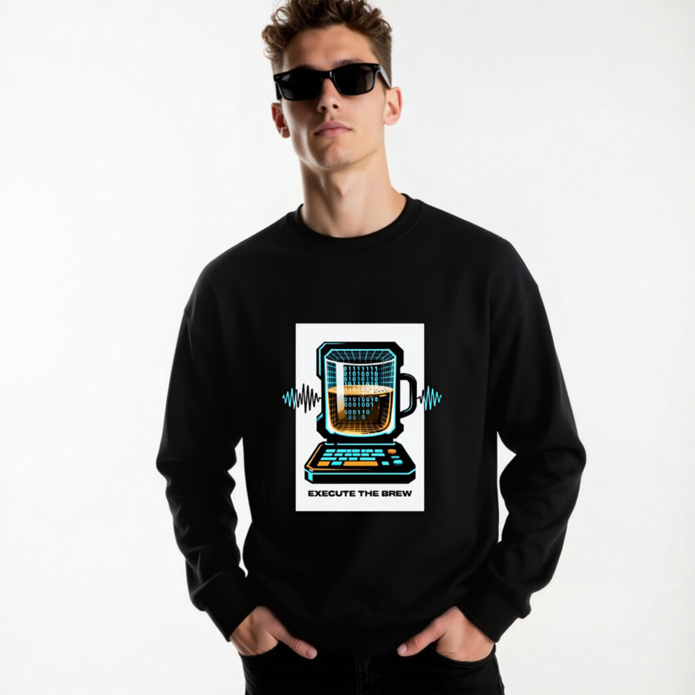 Unisex Crew Neck Sweatshirt - Execute the Brew Coffee Tech Design - Image 7