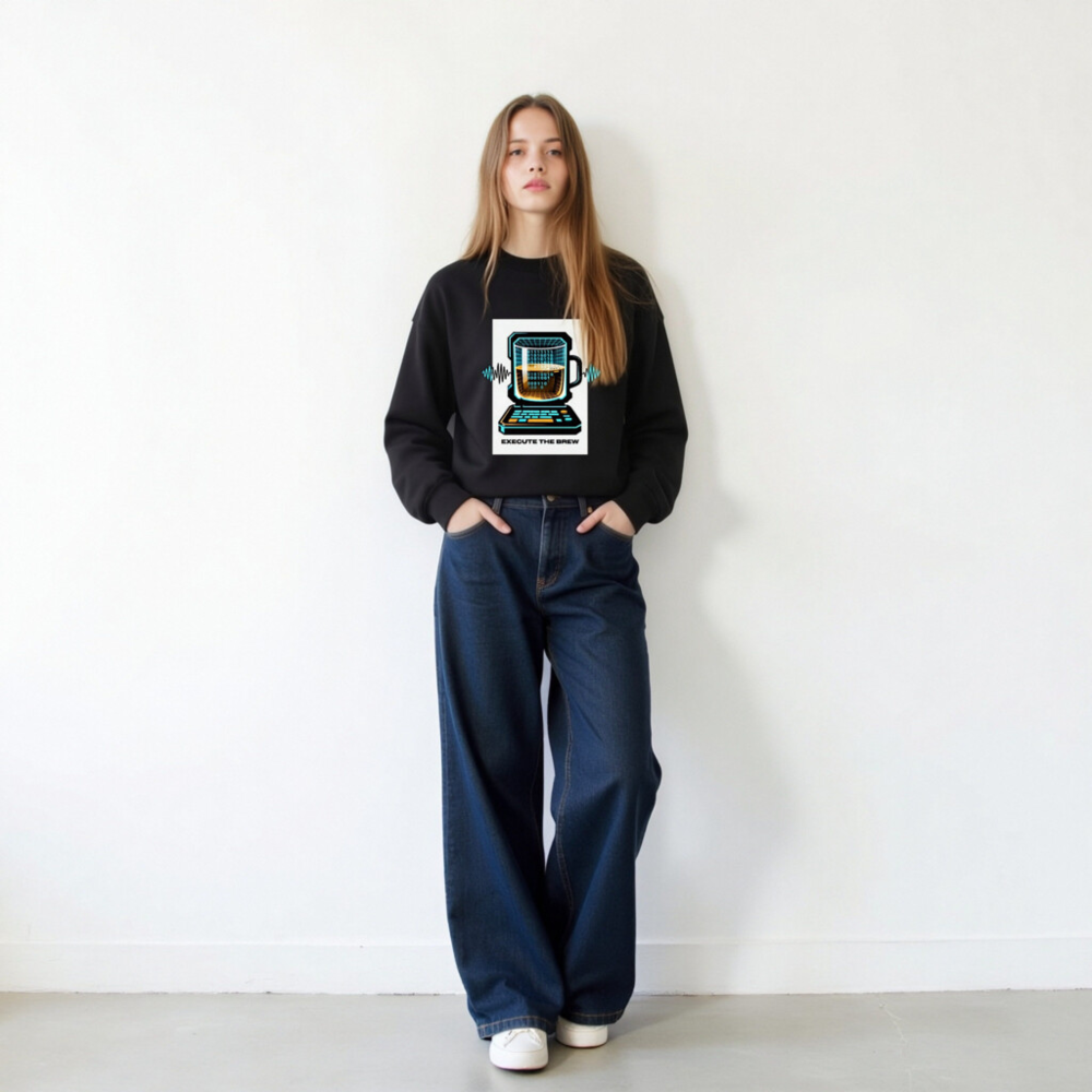 Unisex Crew Neck Sweatshirt - Execute the Brew Coffee Tech Design - Image 8