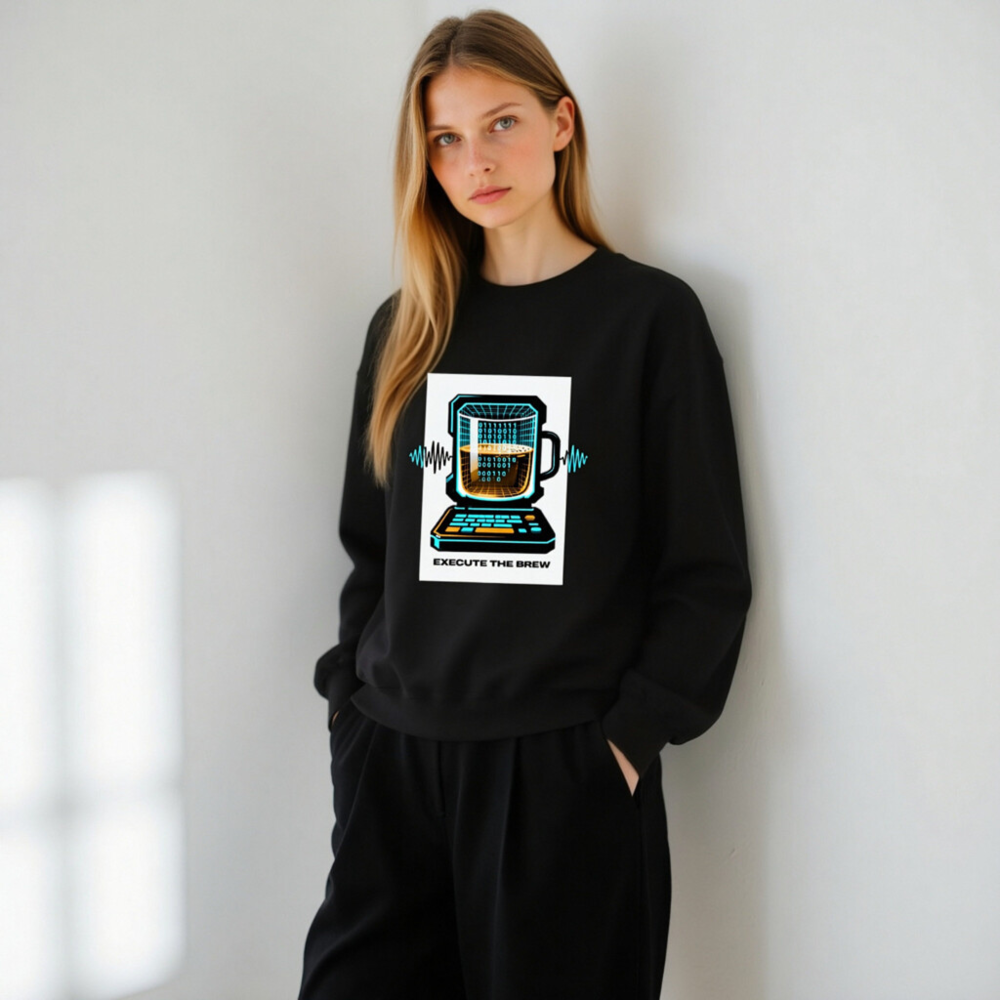 Unisex Crew Neck Sweatshirt - Execute the Brew Coffee Tech Design - Image 10