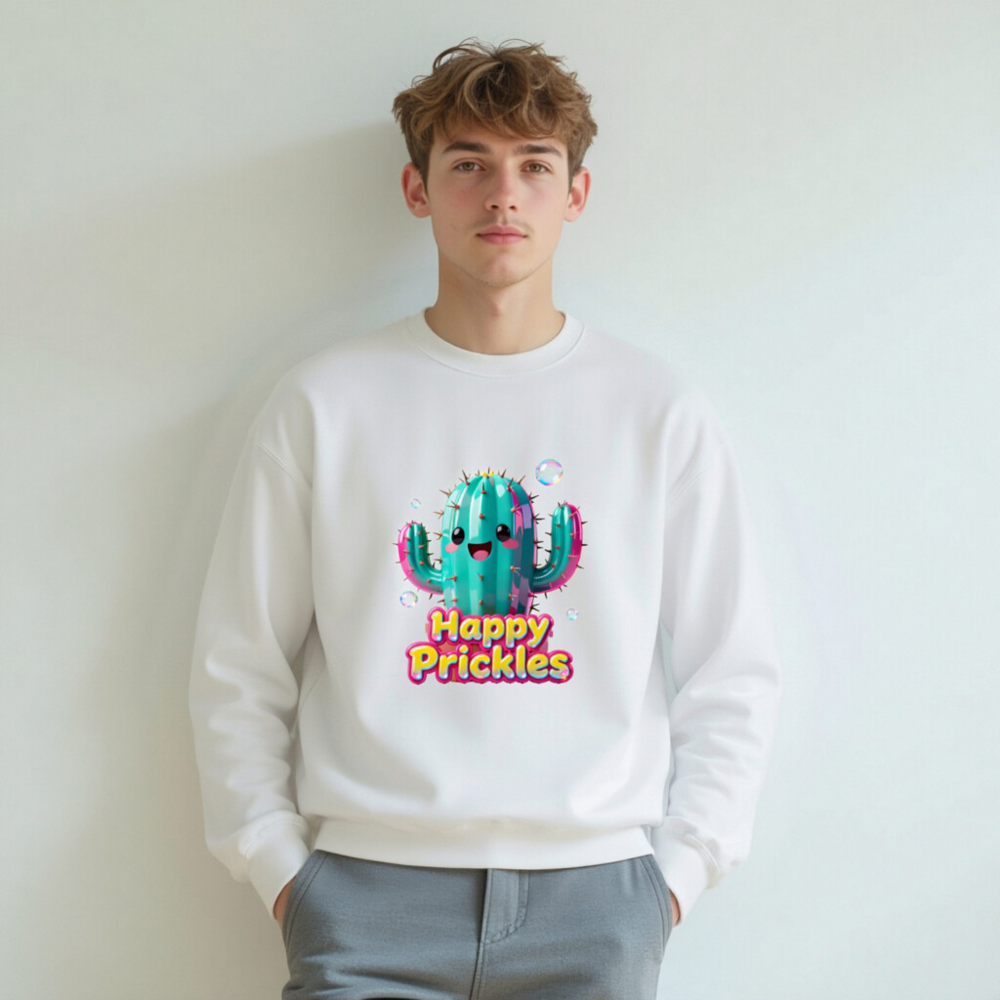 Happy Prickles Cactus Sweatshirt - Unisex Crew Neck, Soft & Comfortable - Image 5