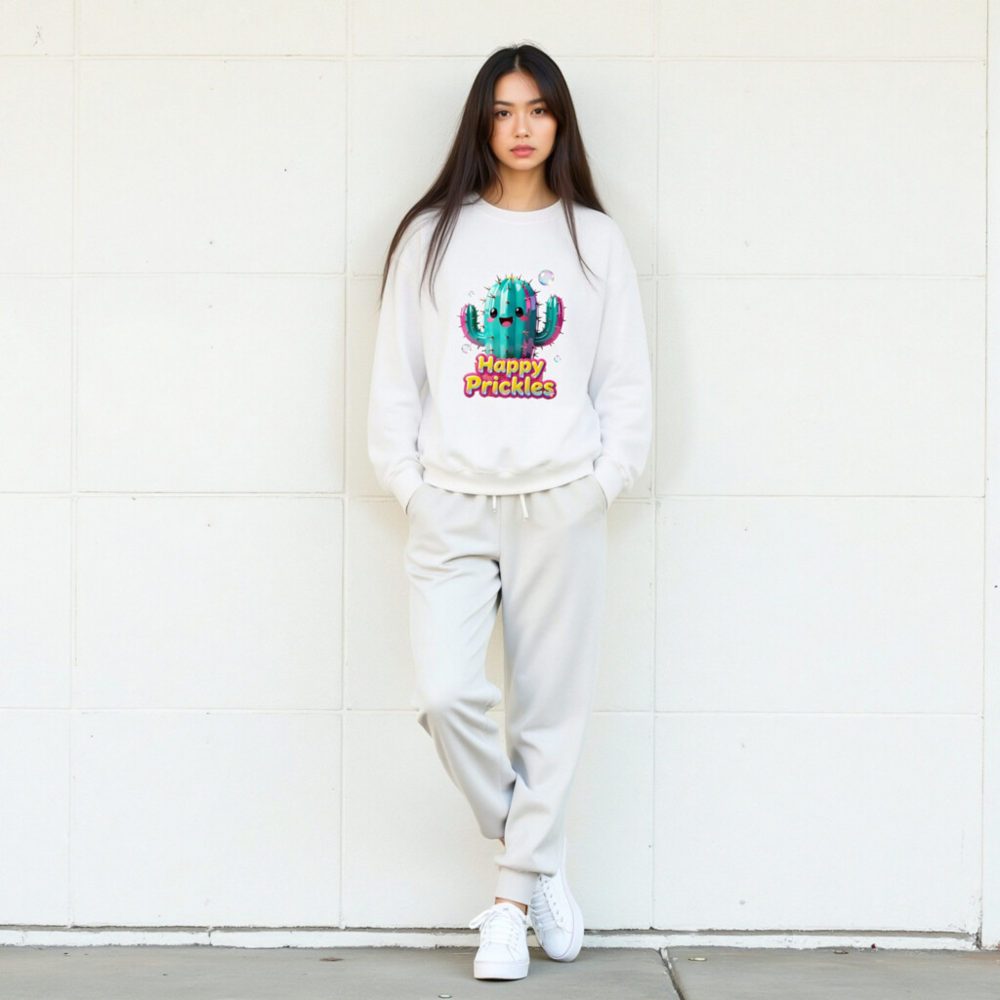 Happy Prickles Cactus Sweatshirt - Unisex Crew Neck, Soft & Comfortable - Image 7