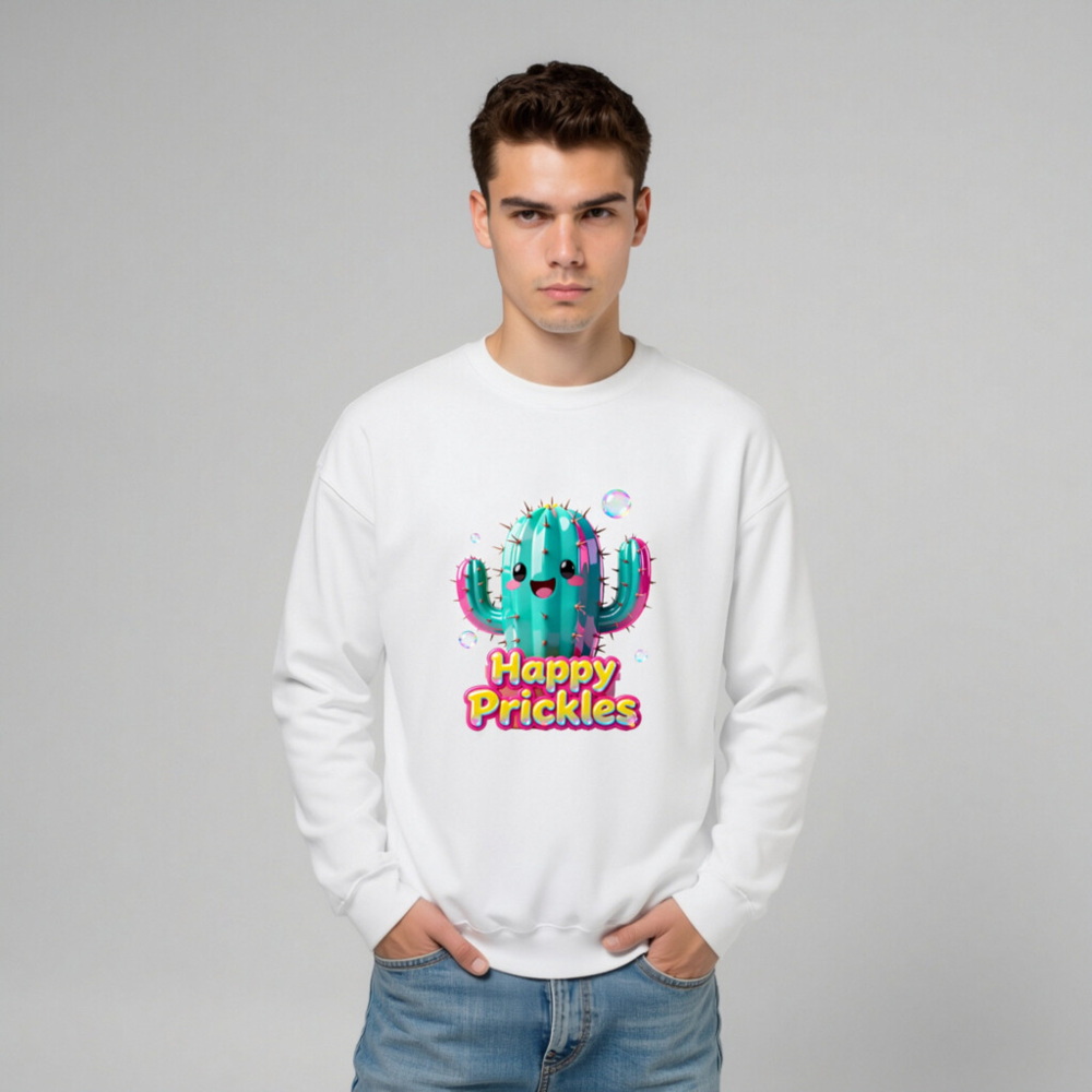 Happy Prickles Cactus Sweatshirt - Unisex Crew Neck, Soft & Comfortable - Image 8