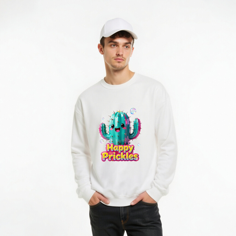 Happy Prickles Cactus Sweatshirt - Unisex Crew Neck, Soft & Comfortable - Image 9