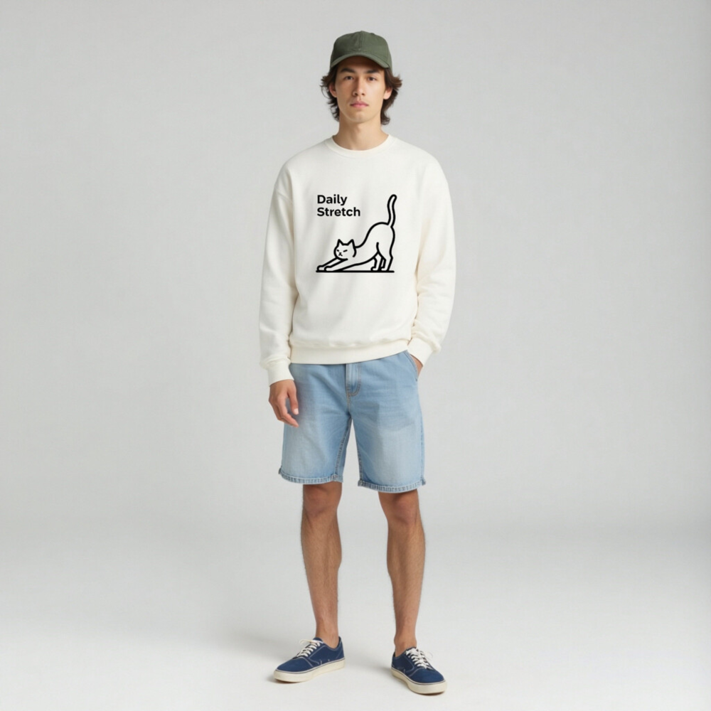 Daily Stretch Cat Sweatshirt | Unisex Crew Neck Sweatshirt - Image 3