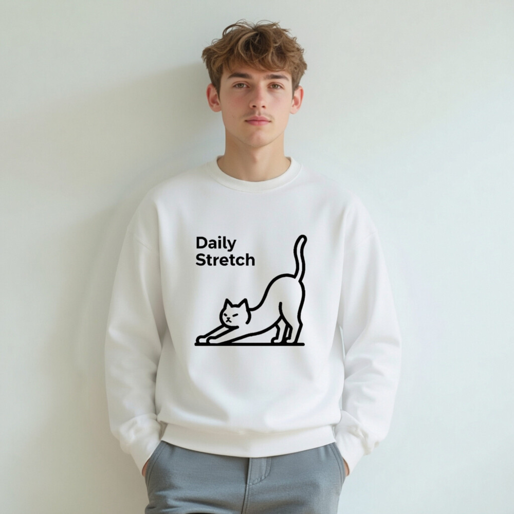 Daily Stretch Cat Sweatshirt | Unisex Crew Neck Sweatshirt - Image 5