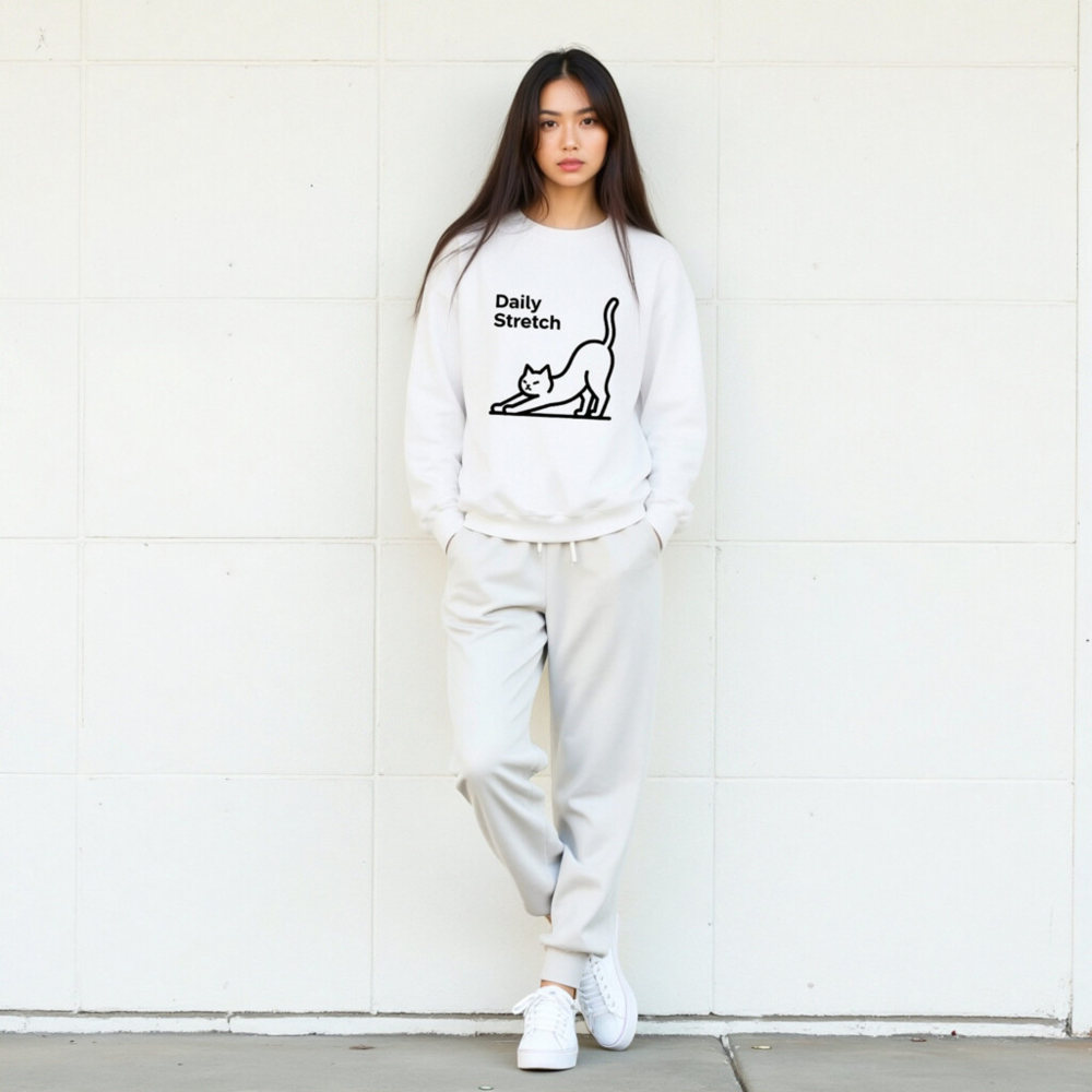 Daily Stretch Cat Sweatshirt | Unisex Crew Neck Sweatshirt - Image 7