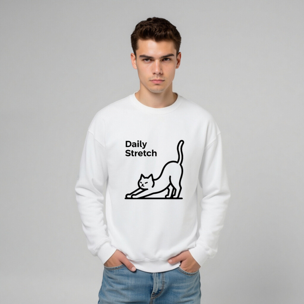 Daily Stretch Cat Sweatshirt | Unisex Crew Neck Sweatshirt - Image 8