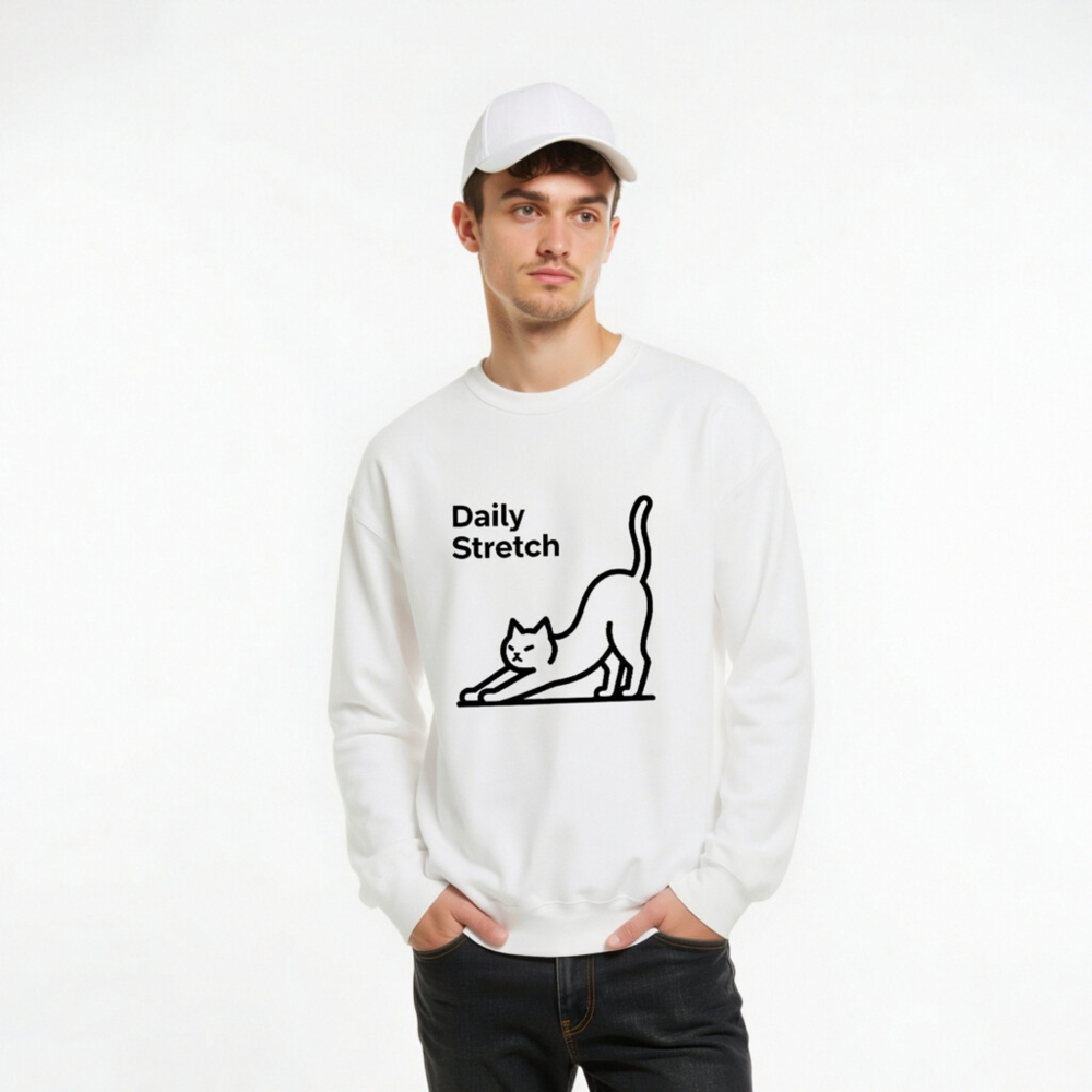 Daily Stretch Cat Sweatshirt | Unisex Crew Neck Sweatshirt - Image 9