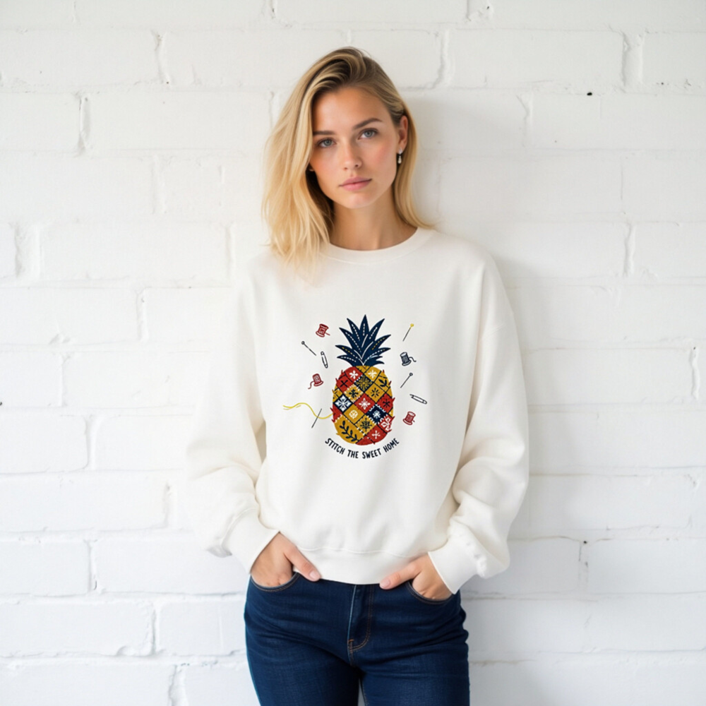 Unisex Pineapple Patchwork Sweatshirt - Stitch the Sweet Home - Image 2