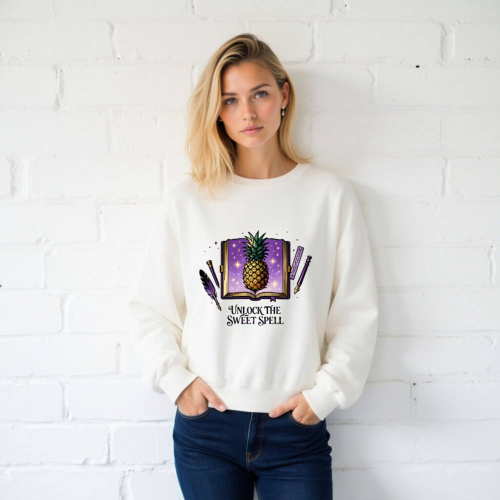 Unisex Pineapple Spell Book Sweatshirt | Unlock the Sweet Spell - Image 2