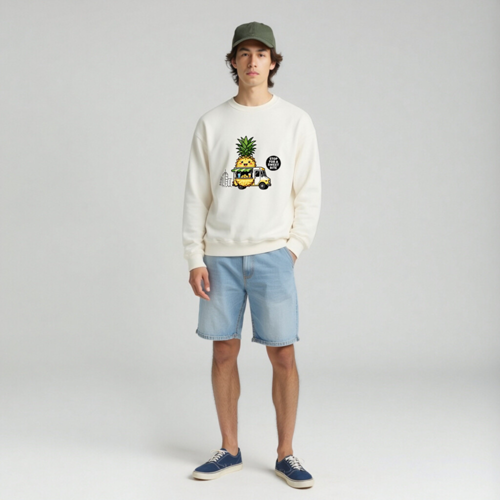 Pineapple Food Truck Sweatshirt | Unisex Crew Neck | Stop for a Sweet Bite - Image 3