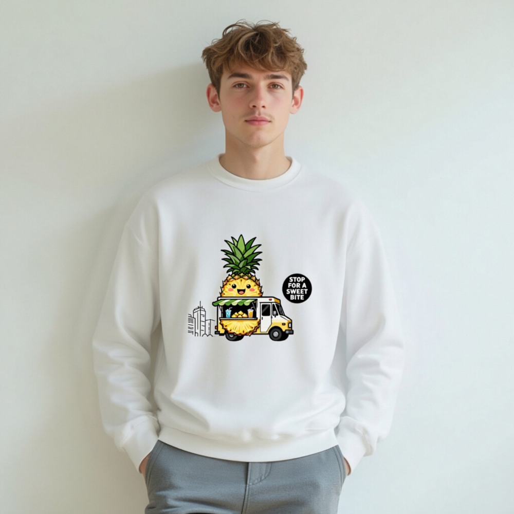 Pineapple Food Truck Sweatshirt | Unisex Crew Neck | Stop for a Sweet Bite - Image 5