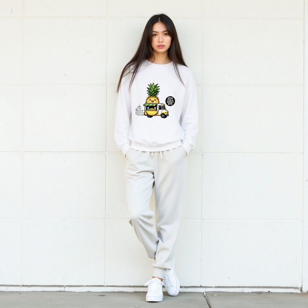 Pineapple Food Truck Sweatshirt | Unisex Crew Neck | Stop for a Sweet Bite - Image 7