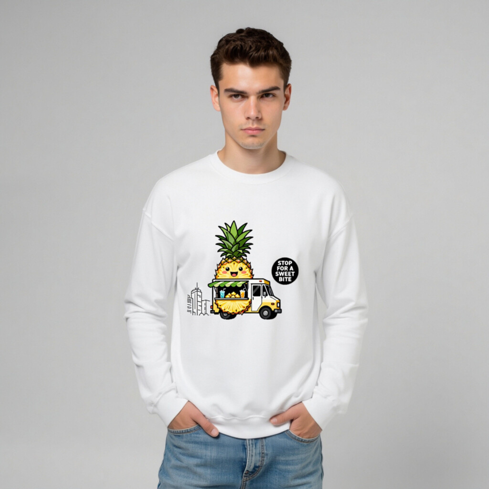 Pineapple Food Truck Sweatshirt | Unisex Crew Neck | Stop for a Sweet Bite - Image 8