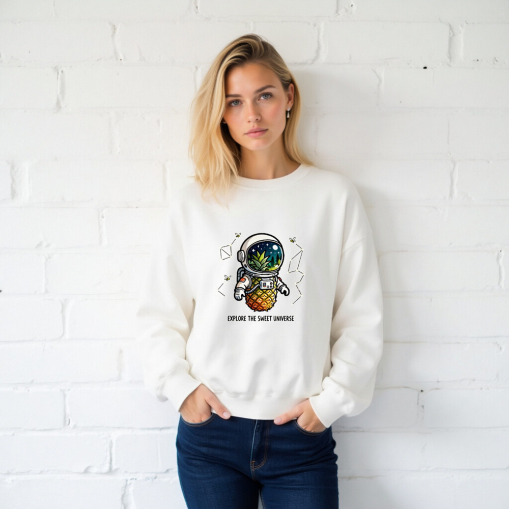 Pineapple Astronaut Sweatshirt | Explore the Sweet Universe Unisex Crew Neck - Image 2