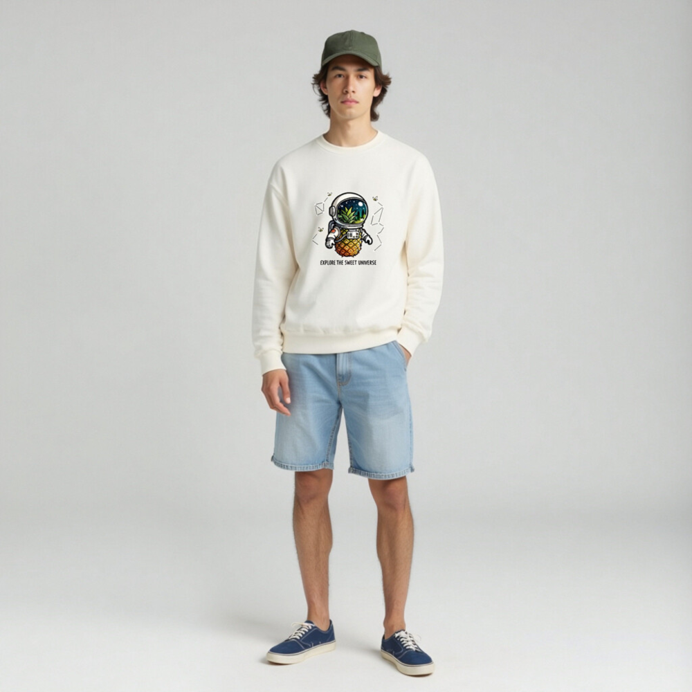 Pineapple Astronaut Sweatshirt | Explore the Sweet Universe Unisex Crew Neck - Image 3