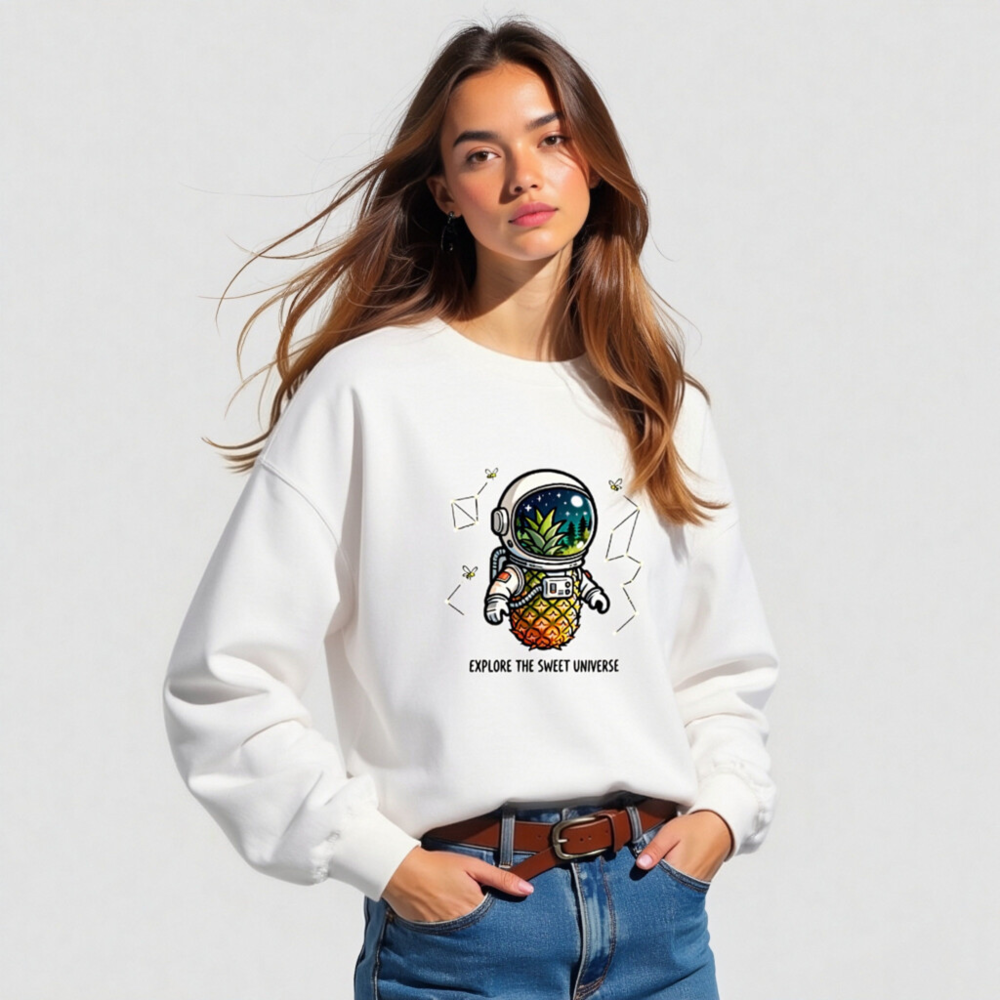 Pineapple Astronaut Sweatshirt | Explore the Sweet Universe Unisex Crew Neck - Image 4