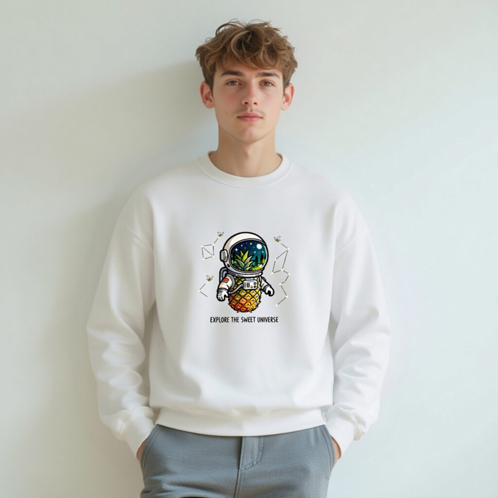Pineapple Astronaut Sweatshirt | Explore the Sweet Universe Unisex Crew Neck - Image 5