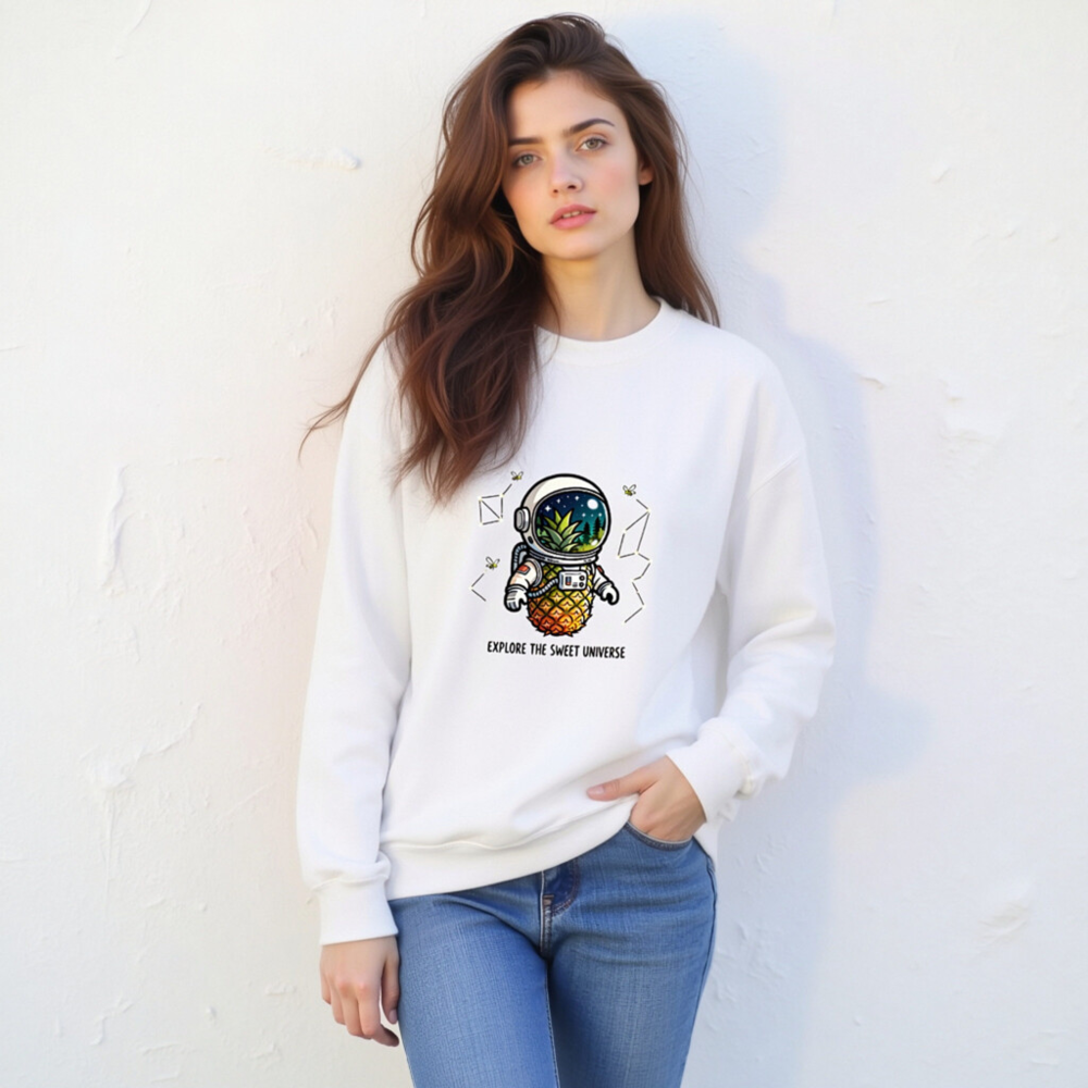 Pineapple Astronaut Sweatshirt | Explore the Sweet Universe Unisex Crew Neck - Image 6