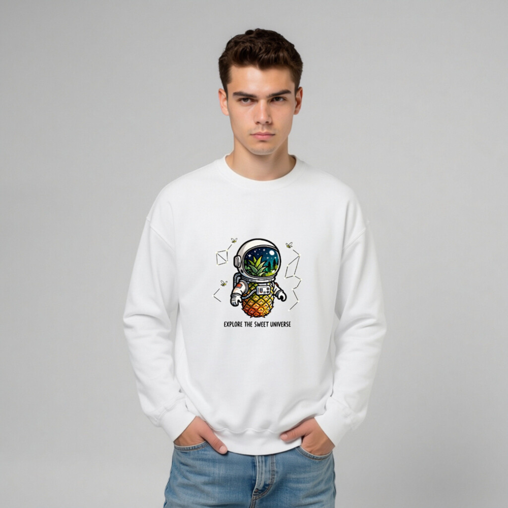 Pineapple Astronaut Sweatshirt | Explore the Sweet Universe Unisex Crew Neck - Image 8