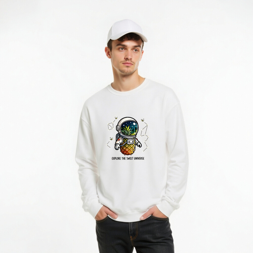 Pineapple Astronaut Sweatshirt | Explore the Sweet Universe Unisex Crew Neck - Image 9