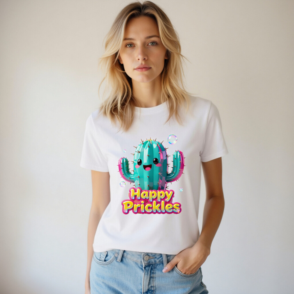 Happy Prickles Cactus T-Shirt - Unisex Organic Cotton Tee - Image 6