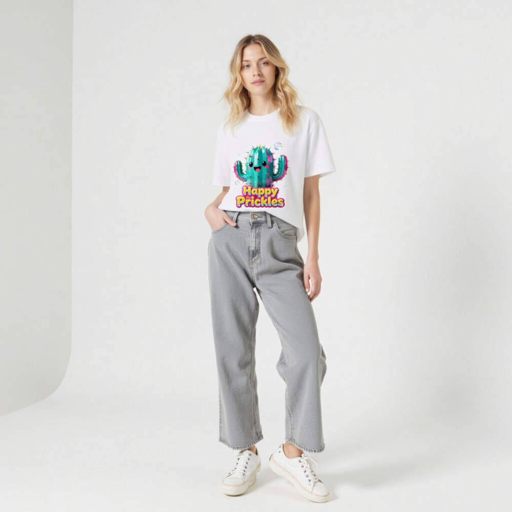 Happy Prickles Cactus T-Shirt - Unisex Organic Cotton Tee - Image 9