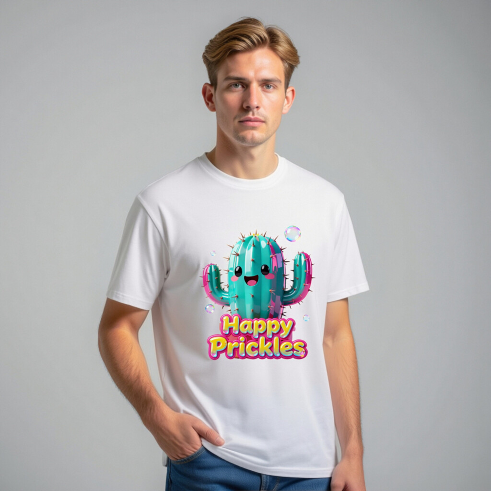Happy Prickles Cactus T-Shirt - Unisex Organic Cotton Tee - Image 10