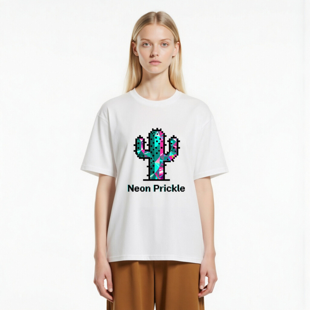Neon Prickle Cactus Unisex Organic Cotton T-Shirt - Eco-Friendly & Comfortable - Image 2