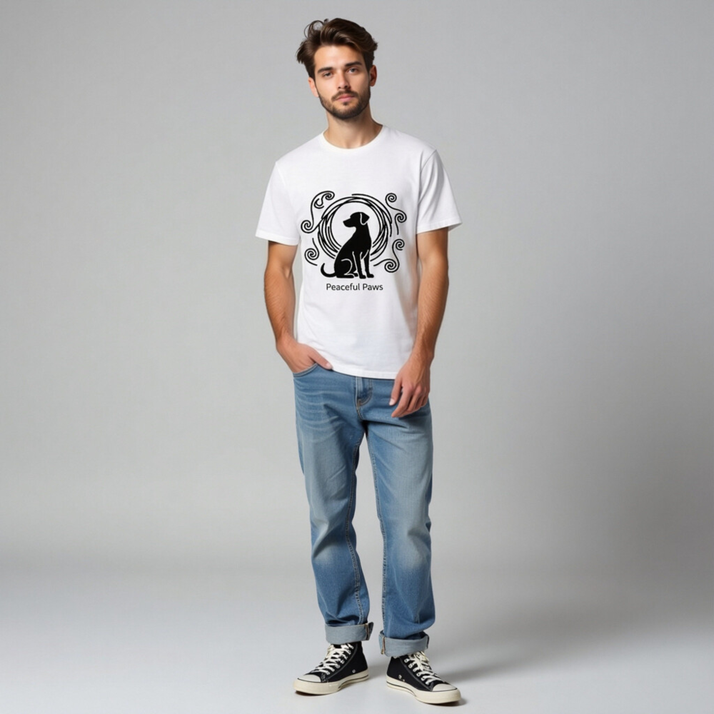 Unisex Organic Cotton T-Shirt | Peaceful Paws Dog Design - Image 4