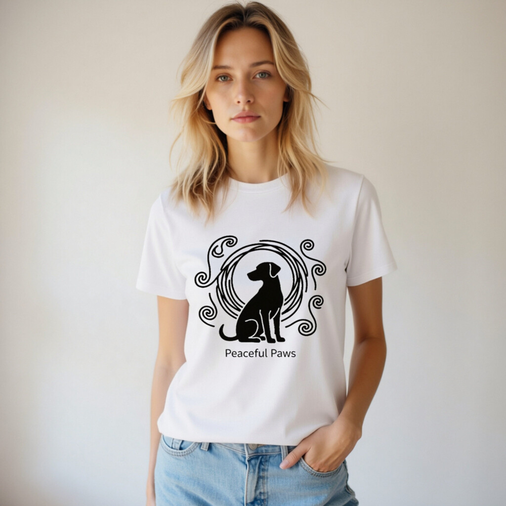 Unisex Organic Cotton T-Shirt | Peaceful Paws Dog Design - Image 6
