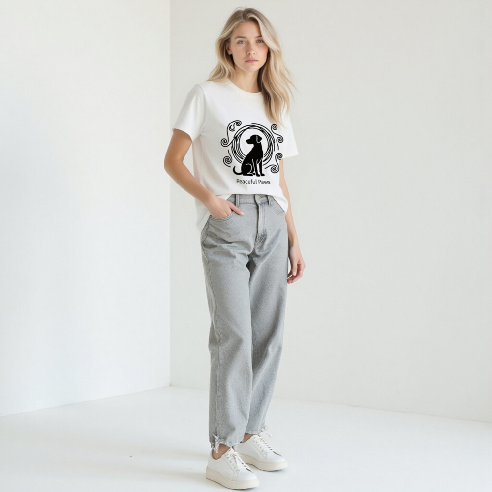 Unisex Organic Cotton T-Shirt | Peaceful Paws Dog Design - Image 8