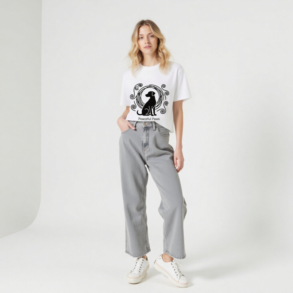 Unisex Organic Cotton T-Shirt | Peaceful Paws Dog Design - Image 9