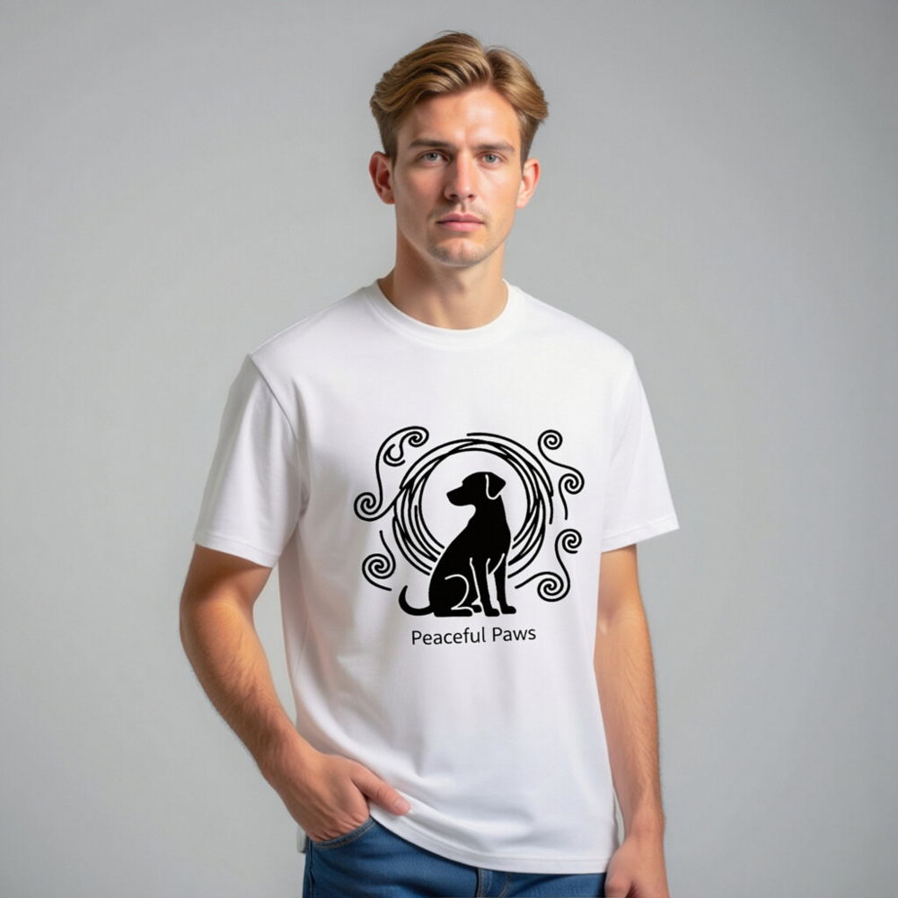 Unisex Organic Cotton T-Shirt | Peaceful Paws Dog Design - Image 10