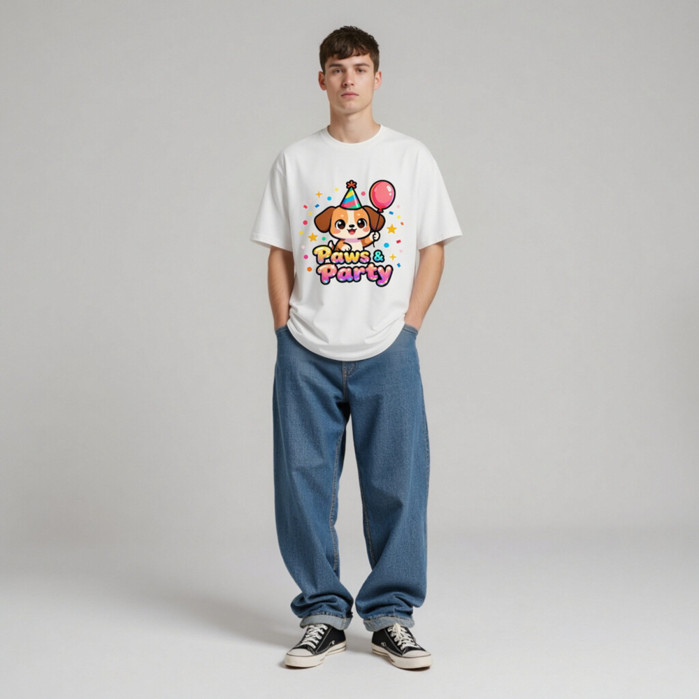 Unisex Organic Cotton T-Shirt | Paws & Party Puppy Birthday Shirt - Image 5